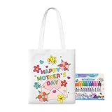 Dtaigou Leere Leinwand -Einkaufstaschen, Muttertags -Lebensmittel -Tasche, Wiederverwendbare Leinwandtasche, Tragbarer Lebensmittelbeutel, lustige Graffiti -Accessoires für Kinder, Erwachsene,