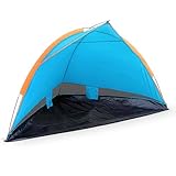 Blumixx Strandmuschel UL Türkis - UV-Schutz Zelt für Strand und Park, Leicht Aufzubauen und Transportieren, Robustes Material, Großer Platz für Familie und Freunde, Windschutz, 220 x 120 x 120 cm