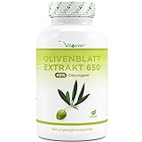Olivenblatt Extrakt - 180 Kapseln mit je 650 mg - Olivenblattextrakt mit 40% Oleuropein = 260 mg - Laborgeprüft (Wirkstoffgehalt & Reinheit) - Hochdosiert - Vegan - Premium Qualität