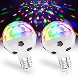 Vaileal 2 Stück LED Diskokugel: LED Discolampe E27 6W RGB Discokugel 360° Rotierend-Partybeleuchtung, Discolicht Partylicht RGB mit 7 Farben, Party Deko für Geburtstagsparty, Disco Lichteffekte