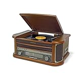 Soundmaster NR560 Nostalgie Stereoanlage mit Plattenspieler Kompaktanlage Bluetooth CD-Player MP3 USB Encoding Kassettenspieler 75-Ohm Anschluss