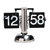 VALICLUD Retro Flip Clock Automatische Klappuhr mit Präzisem Quarzwerk Großes Display Batteriebetrieben Vintage Design Tischuhr für Büro und Wohnzimmer Mechanische Schreibtischuhr