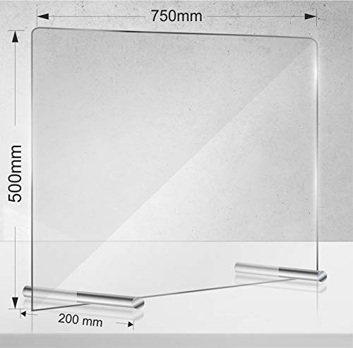 Manschin Laserdesign Spuckschutz aus Plexiglas Acrylglas Schutzwand Hustenschutz Niesschutz Thekenaufsteller 750x500mm (750x500mm Querformat (ohne Durchreiche))