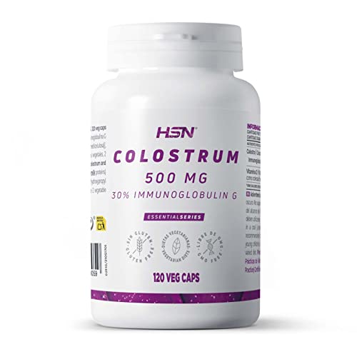 HSN - Colostrum | 500 mg | Mit 30% Immunglobulin G | 2000 mg Tagesdosis | Vegetarisch, glutenfrei, 120 pflanzliche Kapseln