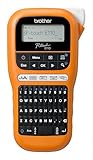 Brother PT-E110 Industrielles Beschriftungsgerät (für 3,5 bis 12 mm breite TZe-Schriftbänder, Beschriftung von Kabeln und Anschlüssen), orange