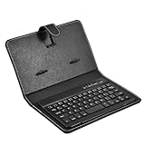 Nettoppo Bluetooth-Mini-Funktastatur mit PU-Lederhülle für Smartphone-Tablet 4,5-6,8, Wiederaufladbar, Langlebig