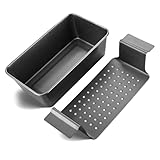 Hensych 25cm Gusseisen Topf Brot Backen Kastenform,Gusseisen Brot Backen Zubehör, Brotform,Antihaftbeschichtete Grillform zum Aufhängen mit Abtropfschale,Grillschale,brot backen, brotform (Schwarz)