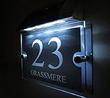 Maßgeschneidert Beleuchtete Solar Hausnummer Hausnummernschild 1-99999 Straßenname LED Für Wand