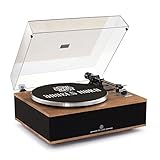 Angles Horn Schallplattenspieler Vinyl, Plattenspieler Bluetooth HiFi mit Lautsprechern Eingebautem Phono-Vorverstärker 33/45 U/min und AT-3600L Tonabnehmer