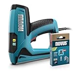 NOVUS TOOLS Elektrotacker J-120 Set mit 1800 Klammern │ Elektrische Tackerpistole für Holz zur Befestigung von Stoffen und Zierleisten │ Für Feindrahtklammern 6-14 mm und Nägel 16 mm