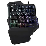 LogiLink Beleuchtete Einhand-Gaming Tastatur mit ergonomischer Handauflage und großartigen Lichteffekten und programmierbaren Tasten für Windows, Linux und MAC in schwarz, ID0181