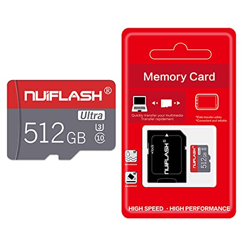 512GB Micro SD Speicherkarte mit SD Karte Adapter (Schnelle Geschwindigkeit Klasse 10) 256GB Microsd TF Memory Karte, SD Speicherkarte Card füR Kamera, Handy, Tablet, Kamerax