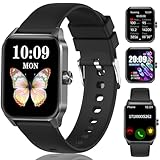 Smartwatch Damen Herren - 1.85' HD-Display Smart Watch IP68 Wasserdicht mit Bluetooth Anrufe,Sportuhr 100+Sportmodi,Fitnessuhr Herzfrequenz Schlafmonitor Schrittzähler für Android iOS (Schwarz)