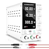 RUZIZAO Labornetzteil 30V 10A Regelbar Labornetzgerät Variablen Labor DC-Stromversorgungen Schaltnetzteil Geregeltes Hochpräzises 4-stelliges LED-Display 5V/2A USB-Anschluss