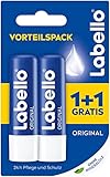 Labello Original Vorteilspack 1+1 Gratis (2 x 5,5 ml), Lippenpflegestift mit Shea Butter und natürlichen Ölen, pflegender Lippenbalsam ohne Mineralöle