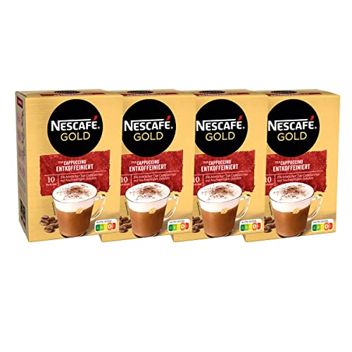 Nescafe Cappuccino Entkoffeiniert Getränkepulver aus löslichem Bohnenkaffee 10 x 12.5g 4er Pack