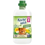Kuschelweich Weichspüler - Aus Liebe zur Natur - 750 ml für 32 Wäschen - hautverträglich, vegan - Gänseblümchen, Löwenzahn