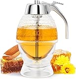 voijump Honigspender, kein Tropfen, Ahornsirupspender, Honigglas mit Ständer, schöner Honigkamm-Form, 237 ml, perfekte Bienendekoration für Zuhause, Küche, Kunststoff