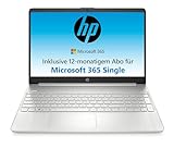HP Laptop | 15,6' FHD Display | Intel Celeron N4500 | 4 GB DDR4 RAM | 128 GB SSD | Intel UHD Graphics | Windows 11 Home im S-Modus | QWERTZ Tastatur | Silber | inkl. Microsoft Office 365 Single