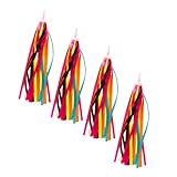 Milisten 2 Paare Bunte Lenkerbänder für Kinderroller Weiche Polyester Satin Streamer Langlebige Fahrrad und Scooter Dekoration Sichere Regenbogenfransen für Geburtstags und