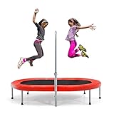 KOMFOTTEU Faltbares Trampolin für 2 Personen, Ovales Fitness Trampolin mit verstellbarem Griff, Doppeltrampolin für Kinder & Erwachsene, Gartentrampolin bis 150 kg belastbar für Indoor Outdoor (Rot)