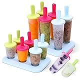 Eisformen, 12 Eisformen Eis am Stiel, Eisformen mit Kunststoffstäbchen, BPA-frei, Kleine und Große Eisformen für Erwachsene und Kinder