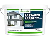 derendo Fassadenfarbe grau 2,5l mit EXTRA hohem Wetterschutz, matte silikonharzverstärkte Fassaden Farbe, hohe Deckkraft und gute Füllkraft bei kleinen Rissen (Lichtgrau 15-16)