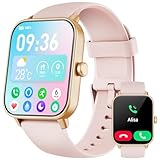 Smartwatch Damen mit Telefonfunktion, Alexa eingebaute 1.8'' Fitnessuhr Damen mit Herzfrequenz, SpO2, Schlaf, Stress Monitor, 100+ Sportmodi, IP68 Wasserdicht Uhr für Android iOS (Rosa)