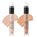 EONFAVE 2 in 1 Concealer, 2 Stück Liquid Contour Stick & Concealer Stick, Full Cover Abdeckstift Mit Schwammbürstenkopf, Wasserdicht Langanhaltend, für Kaschiert Makel, Verfärbunge, Rötungen & Kontur