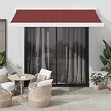 SXJEQOC Markise Manuell Weinrot 350x250 cm Pulverbeschichtetes Aluminium Sonnenschutz für Terrasse Balkon Garten mit UV-beständigem Stoff und Kurbelbedienung