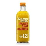 Kloster Kitchen Bio Ingwer Shot Kurkuma 12SHOTS 360 ml mit echten Ingwerstückchen I Ingwershot vegan I Glasflasche I süß-scharf ohne Zusatzstoffe & mit natürlicher Süße (inkl. 0,25€ EINWEG Pfand)