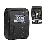 Korysnew Schlüsselbox mit 4-stelligem, Schlüsseltresor mit Zahlencode, Wasserdicht Rostfrei Schlüsseltresor Außen, Zahlenschloss schlüsselkasten, Schlüsselsafe 4 Stellig für Zuhause,Garage,Schule