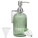 IBOCDWAMA 400ml Seifenspender Wand, Seifenspender Grün mit Wandbefestigung, Glas Spülmittelspender Küche Seifenspender Wandmontage Ohne Bohren Soap Dispenser für Zuhause, Hotel, Restaurant