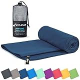 Fit-Flip Mikrofaser Handtuch - kompakte Microfaser Handtücher - ideal als Sporthandtuch, Reisehandtuch, Strandtuch - schnelltrocknend und leicht - Badetuch groß (70x140cm, Marineblau)