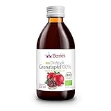 Berries Polska BIO Saft Direkt aus Bio Frucht Gepresst, Kaltgepresst - ohne Farbstoffe, ohne Zucker, ohne GMO, ohne Konservierungsstoffe - Vegan, Vegetarisch - Geschmack Granatapfel - 250ml