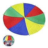 Ballery Schwungtuch, 2M Bunt Fallschirm Fallschirm Spielzeug mit 8 Griffen ideale Aktivität in Innenräumen für Kinder stundenlanges Spiel und Unterhaltung (6 Ft)