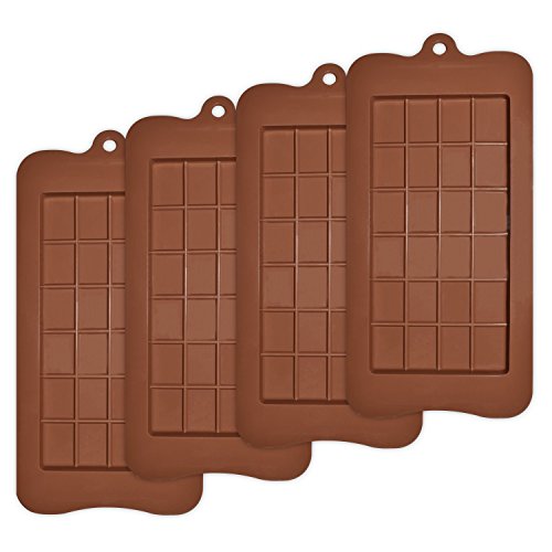 homEdge Brechbare Schokoladenformen, Set mit 4 Packungen, Lebensmittelqualität, antihaftbeschichtet, Silikon, Eiweiß und Energieriegel-Formen