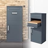ML-Design Paketbriefkasten aus verzinktem Stahl in Anthrazit, 50x112x37 cm, freistehend, abschließbar, 2 Schlüssel, Standbriefkasten Paketbox Postkasten Paketkasten, für Pakete, Warensendungen, Briefe