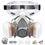 Atemschutzmaske Wiederverwendbare Halbgesichtsabdeckung mit Schutzbrille, Gasmaske mit 2 Filtern und 8 Filterbaumwolle für Malerei, Staub, Schweißen, Organische Dämpfe, Polieren und Holzbearbeitung