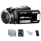 ORDRO HDV-B320 Full HD 1080P 30MP Camcorder 18X Digital Zoom IR Night Vision YouTube Video Camera 3.0' 270° Rotating Screen Vlogging Camera (Schwarz)