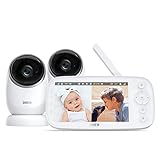 Dreo Babyphone mit 2 Kameras, 5 Zoll 720P HD Video-Babyphone mit geteiltem Bildschirm, Infrarot-Nachtsicht, 2-Wege-Gespräch, Remote PTZ, 300 m Reichweite, 5000 mAh Akku mit VOX-Modus