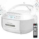 Tragbarer CD-Player – Desktop-CD-Player & Kassettenspieler-Kombination mit FM-Radio, USB/AUX-Wiedergabe, Stereo-Sound, Fernbedienung, Bandaufnahme, AC/DC betrieben
