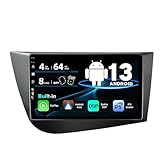 SXAUTO Android 14 Autoradio für Seat Leon MK2 (2005-2012) - Wireless CarPlay/Android Auto - Rückfahrkamera - 4G+64G - Lenkradsteuerung DAB Fast-Boot Dual BND WiFi DSP Bluetooth5.0-2 Din IPS 9 Zoll