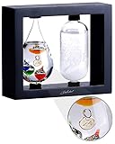 Carlo Milano Wetterglas: 2in1-Galileo-Thermometer & Sturmglas mit elegantem Holzrahmen, schwarz (Goethebarometer, Thermometer analog, Wetterstationen)