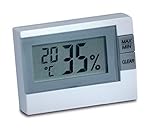 TFA Dostmann Digitales Thermo-Hygrometer, 30.5005.02, zur Raumklimakontrolle, zur Luftfeuchtigkeitsmessung, Mini Hygrometer, weiß, L 54 x B 16 (30) x H 39 mm