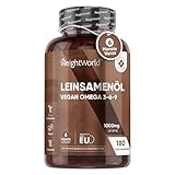 Omega 3 Vegan - Aus Leinsamenöl - 2000mg Leinöl in 2 Kapseln - 180 Weichkapseln - Alternative zu Algenöl - Omega 6,9, EPA & DHA - Fettsäure Ergänzungen ohne Gelatine - Flaxseed oil von WeightWorld