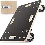 Ovitec Rollbrett für Schwerlast | Extra Leise Räder | 400kg Belastung | 60 x 40 cm | aus hochwertigem Holz | schwarz | Vormontiert | Rollwagen für Pflanzgefäße, Werkstatt & Transport | Transportroller