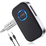 Glangeh Bluetooth 5.3 Adapter Auto, Upgraded Lärmminderung 3,5mm Aux Bluetooth Adapter, 16H Standby Empfänger Receiver Klinke für Auto Audio System, Kopfhörer, Speaker, Stereo-Endstufen