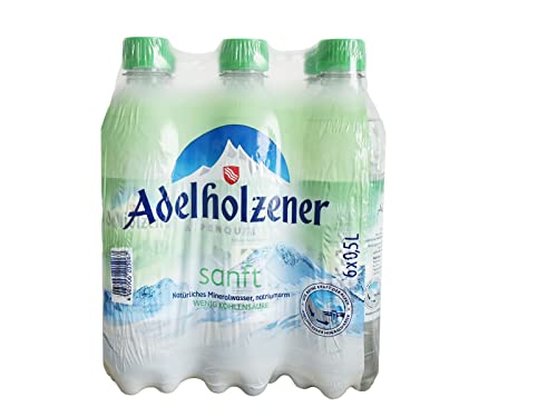 Adelholzener Mineralwasser Classic Naturell 0,5 & 1,0 Liter | 6er & 12er Packs inkl. Pfand + GRATIS HLKauf-Block | Natriumarm mit Kohlensäure (6 x 0,5Liter Sanft + 1 HL Kauf-Block)