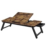 SONGMICS Laptoptisch, Laptopständer, Notebooktisch, Frühstückstablett, klappbare Beine, höhenverstellbar, für Bett und Sofa, für Laptops bis 14,3 Zoll, 71 x 35 x 23 cm, vintagebraun LLD110B01